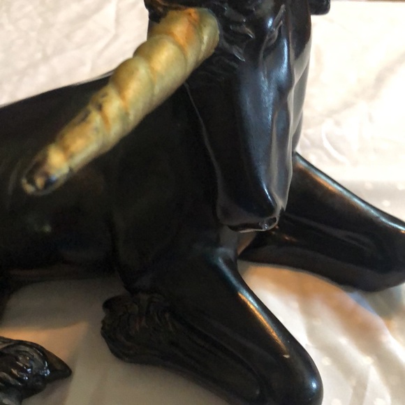 Black unicorn whimsigoth dark goth decor vintage statuary 1981 marked Statue - Picture 5 of 11